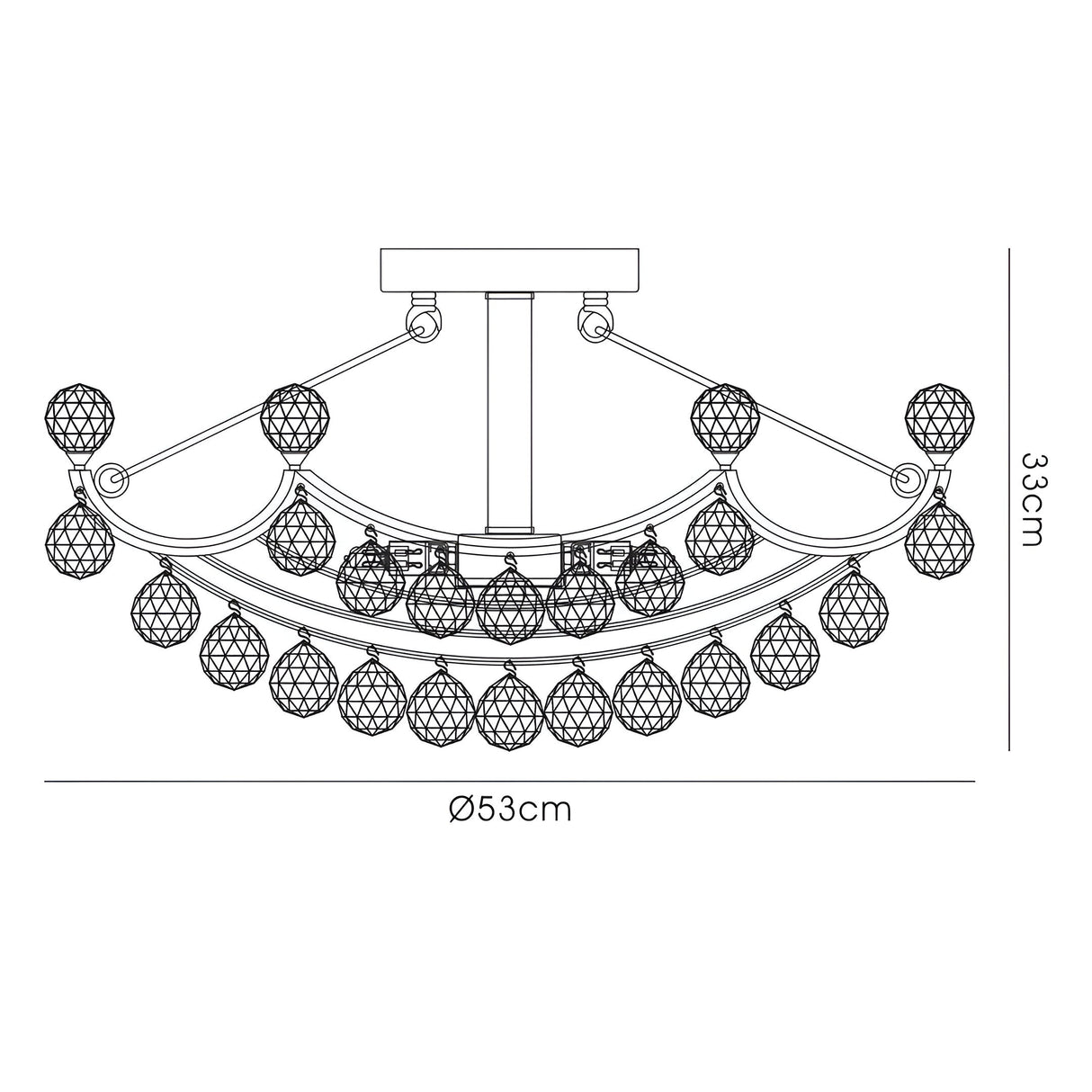 Cesto 6 Light Crystal Semi-Flush Ceiling Light - Polished Chrome