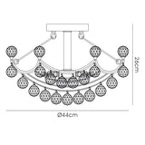 Cesto 4 Light Crystal Semi-Flush Ceiling Light - Polished Chrome