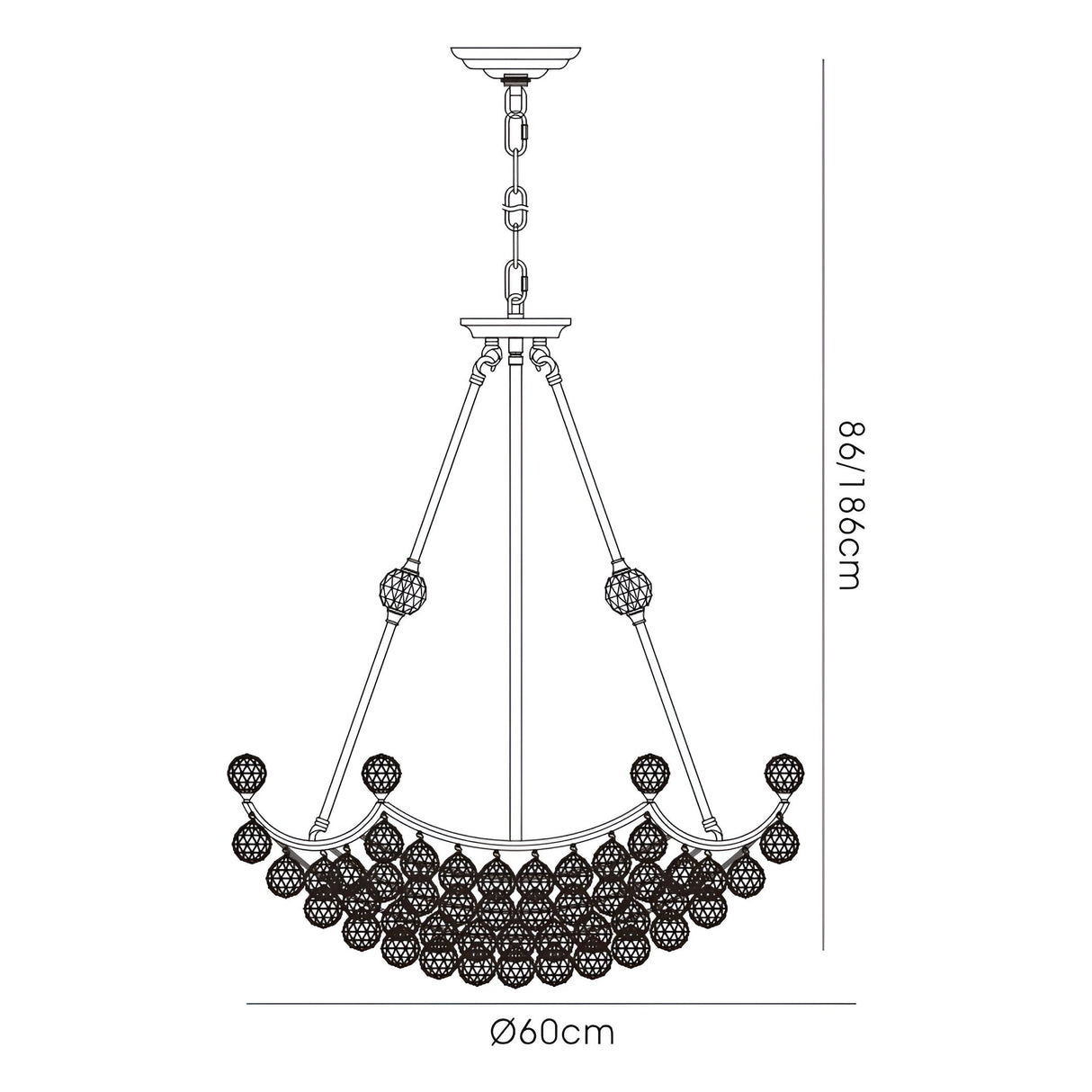Cesto 60cm 10 Light Crystal Chandelier - Polished Chrome