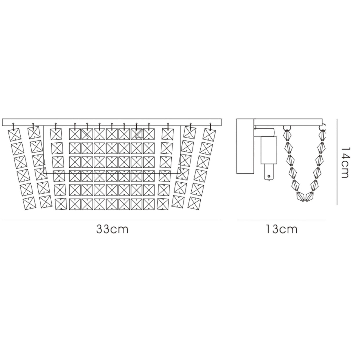 Cosmos 2 Light Crystal Wall Light With Switch - Chrome