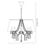 Olivia 70cm 8 Light Crystal Chandelier - Chrome With Ivory Shade