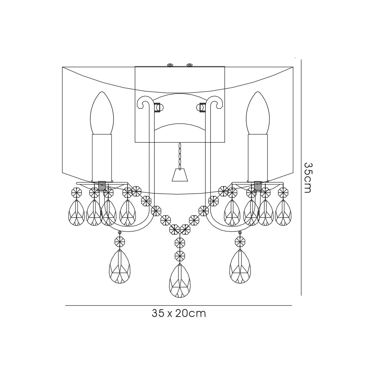 Olivia 2 Light Crystal Wall Light With Switch - Chrome With Grey Shade