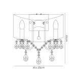 Olivia 2 Light Crystal Wall Light With Switch - Chrome With Grey Shade