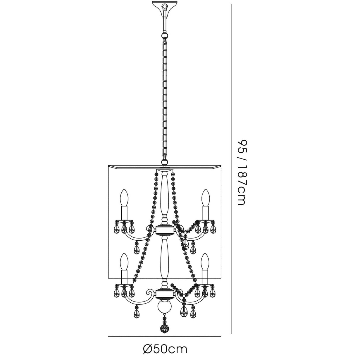 Ella 8 Light Crystal Pendant Light – Black