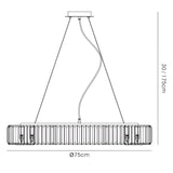 Torre 75cm 10 Light Crystal Suspension Light - Polished Chrome