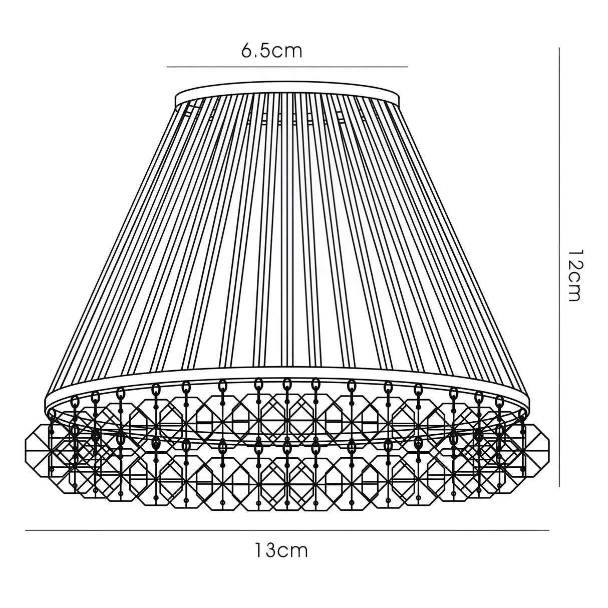 Crystal Clip-On Crystal Lampshade With Clear Glass Rods - Polished Chrome