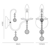 Bianco 1 Light Crystal Wall Light With Switch - Chrome