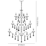 Zinta 100cm 3 Tier 22 Light Crystal Chandelier - Polished Chrome