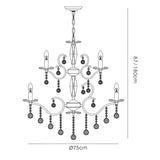 Zinta 75cm 2 Tier 12 Light Crystal Chandelier - Polished Chrome