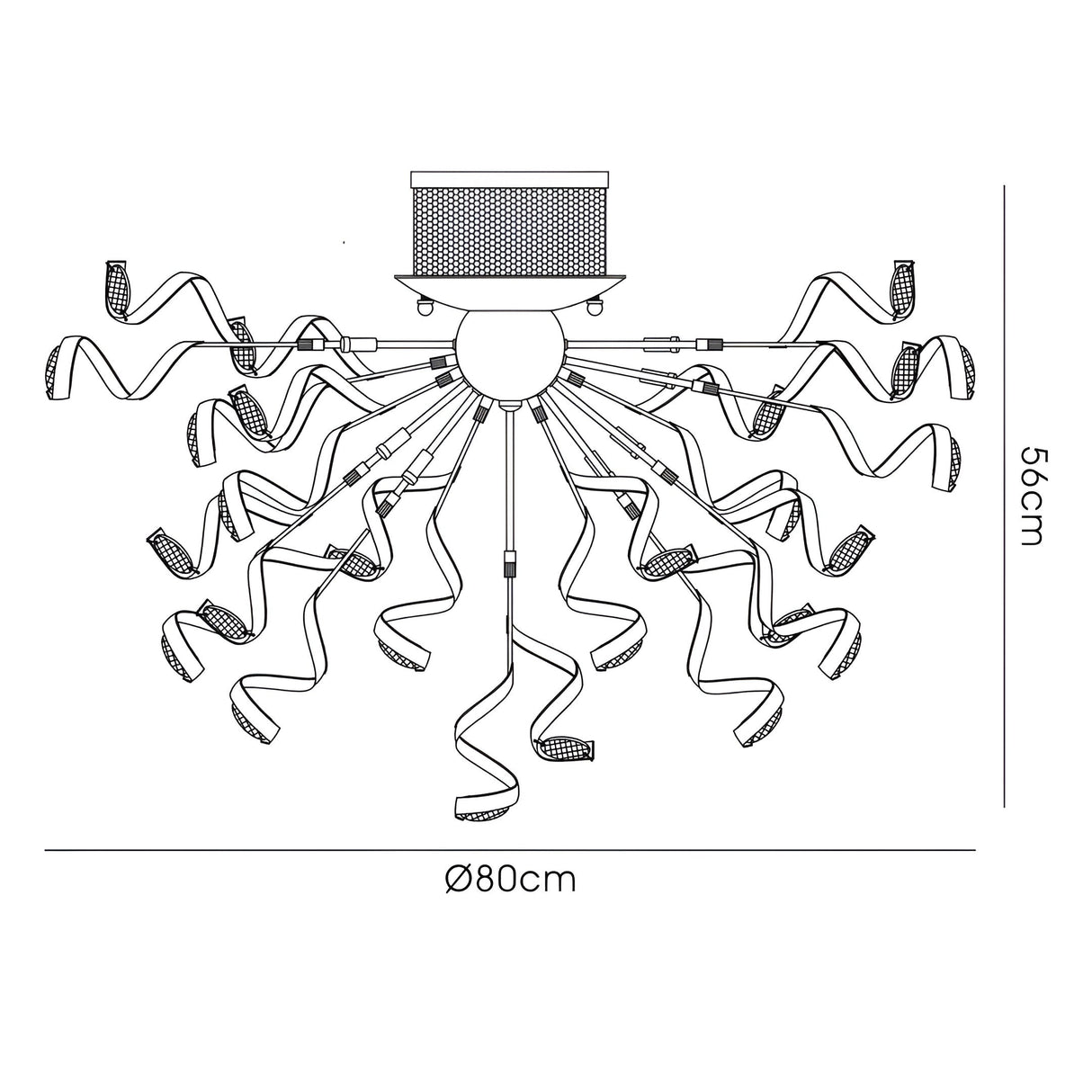 Kurlz 15 Light Crystal Semi-Flush Ceiling Light - Polished Chrome