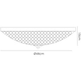 Dimensioned line drawing of the Diyas Ava 6 Light crystal flush ceiling light showing a 48cm diameter dome with 15cm height.