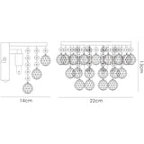 Atla 2 Light Crystal Wall Light With Switch - Gold