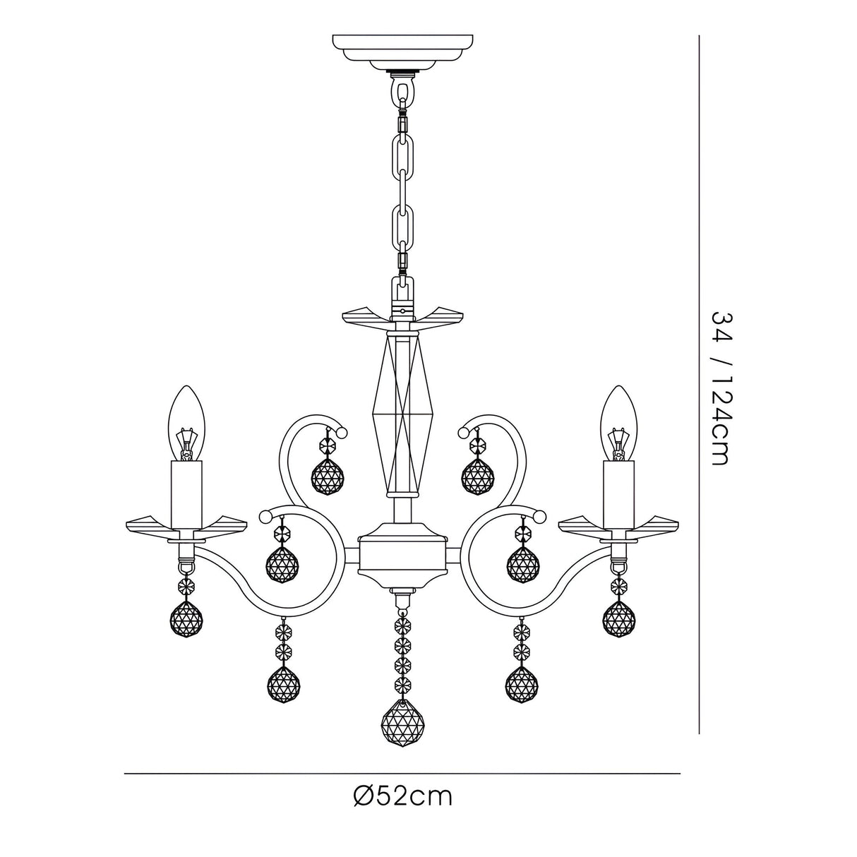Zinta 50cm 4 Light Crystal Chandelier - French Gold