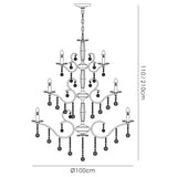 Zinta 100cm 3 Tier 22 Light Crystal Chandelier - French Gold
