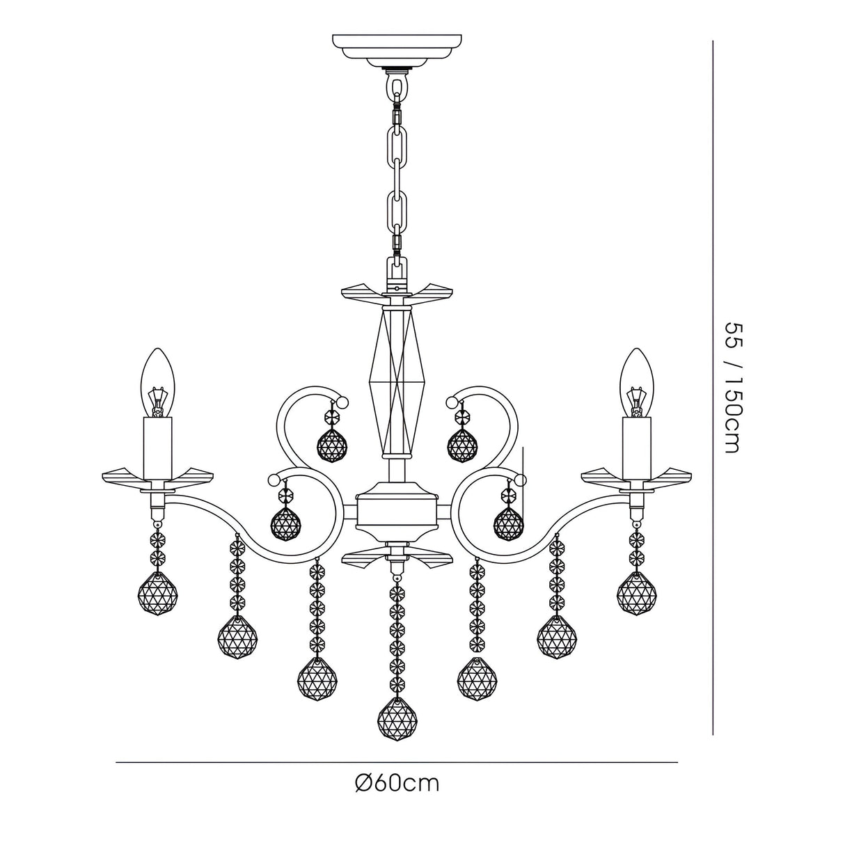 Zinta 60cm 6 Light Crystal Chandelier - French Gold