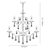 Zinta 75cm 2 Tier 12 Light Crystal Chandelier - French Gold