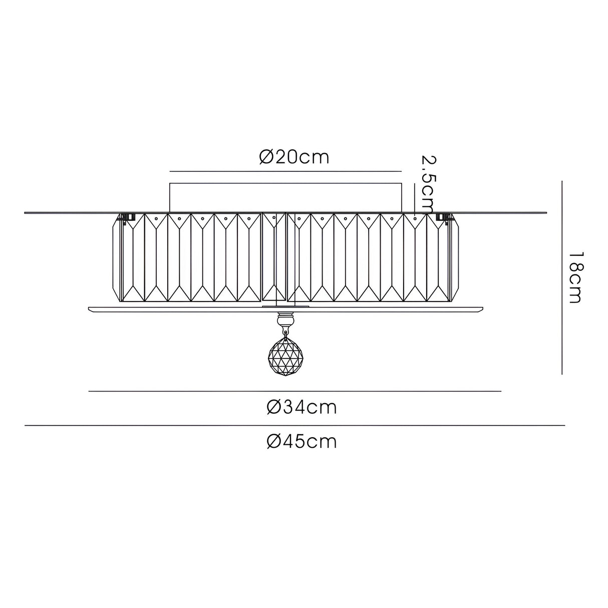Tosca 6 Light Round Glass/Crystal Flush Ceiling Light – Antique Brass