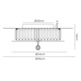 Tosca 6 Light Round Glass/Crystal Flush Ceiling Light – Antique Brass