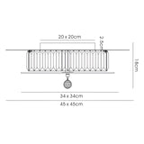 Tosca 6 Light Square Glass/Crystal Flush Ceiling Light – Chrome