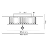 Tosca 6 Light Square Glass/Crystal Flush Ceiling Light – Antique Brass