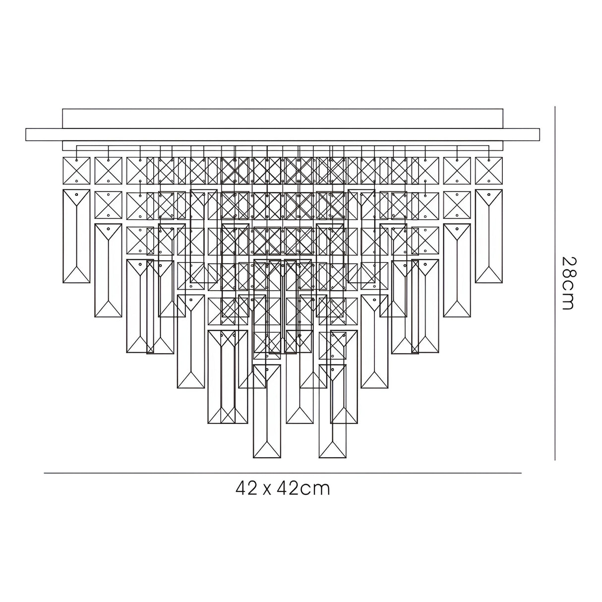 Maddison 6 Light Square Crystal Flush Ceiling Light - Polished Chrome