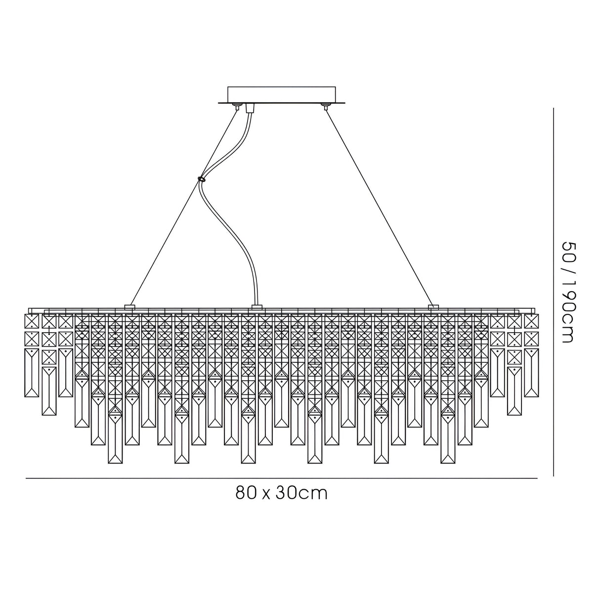 Maddison 6 Light Crystal Linear Suspension Light - Chrome