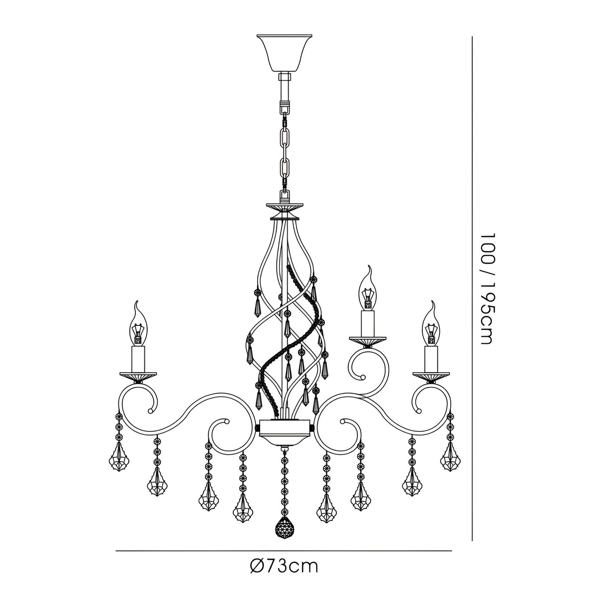 Torino 73cm 15 Light Crystal Chandelier - Polished Chrome