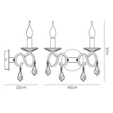 Torino 2 Light Crystal Wall Light With Switch - Chrome