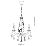 Torino 46cm 3 Light Crystal Chandelier - Polished Chrome