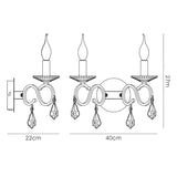 Torino 2 Light Crystal Wall Light With Switch -  Gold
