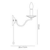 Niobe 1 Light Crystal Wall Light With Switch - Chrome