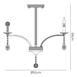 Fiore 53cm 4 Light Crystal Chandelier - Black Chrome