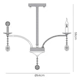 Fiore 62cm 6 Light Crystal Chandelier - Black Chrome