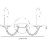 Elena 2 Light Crystal Wall Light With Switch - Gold