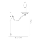 Niobe 1 Light Crystal Wall Light With Switch - Gold