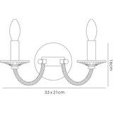 Elena 2 Light Crystal Wall Light With Switch - Chrome