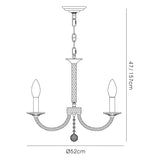 Elena 52cm 3 Light Crystal Chandelier - Polished Chrome