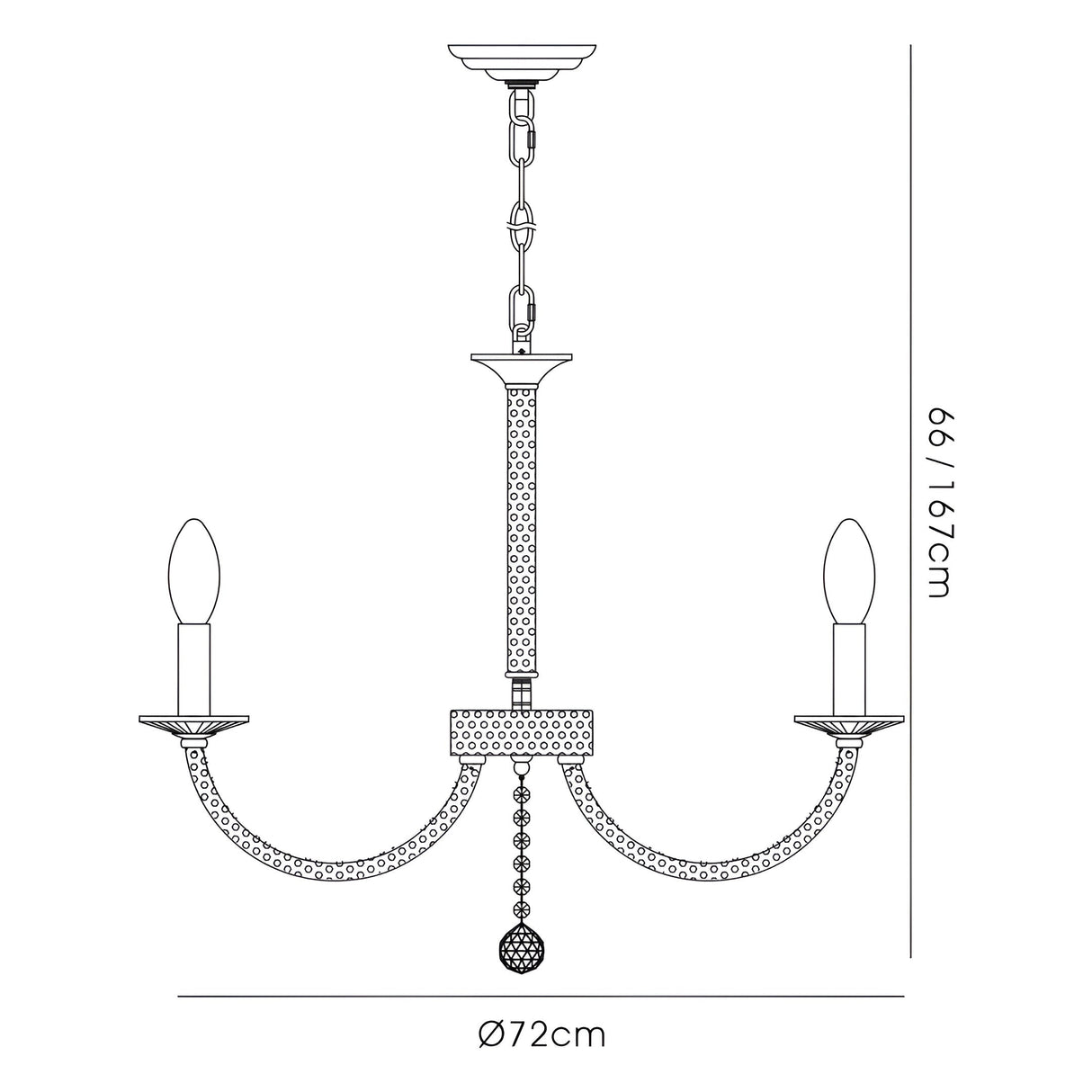 Elena 70cm 8 Light Crystal Chandelier - Polished Chrome