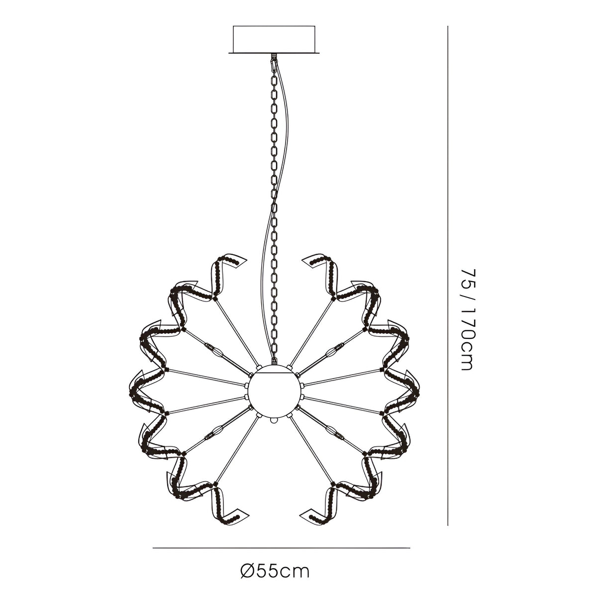 Esme 12 Light Crystal Semi-Flush Ceiling Light - Polished Chrome