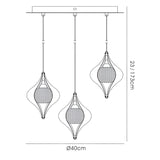 Amano Large 3 Light Crystal Cluster Pendant Light - Polished Chrome