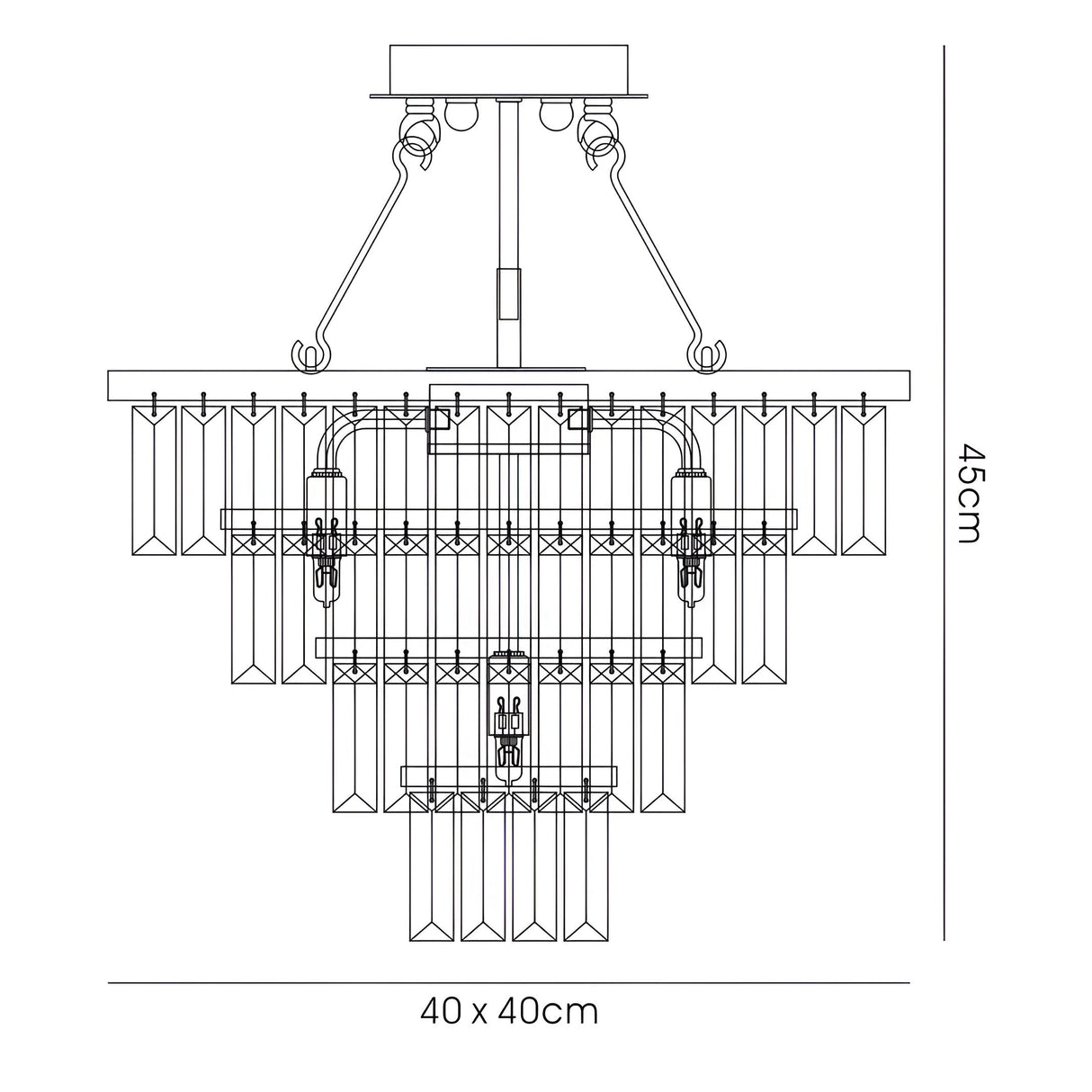 Gianni 5 Light Crystal Semi-Flush Ceiling Light - Polished Chrome