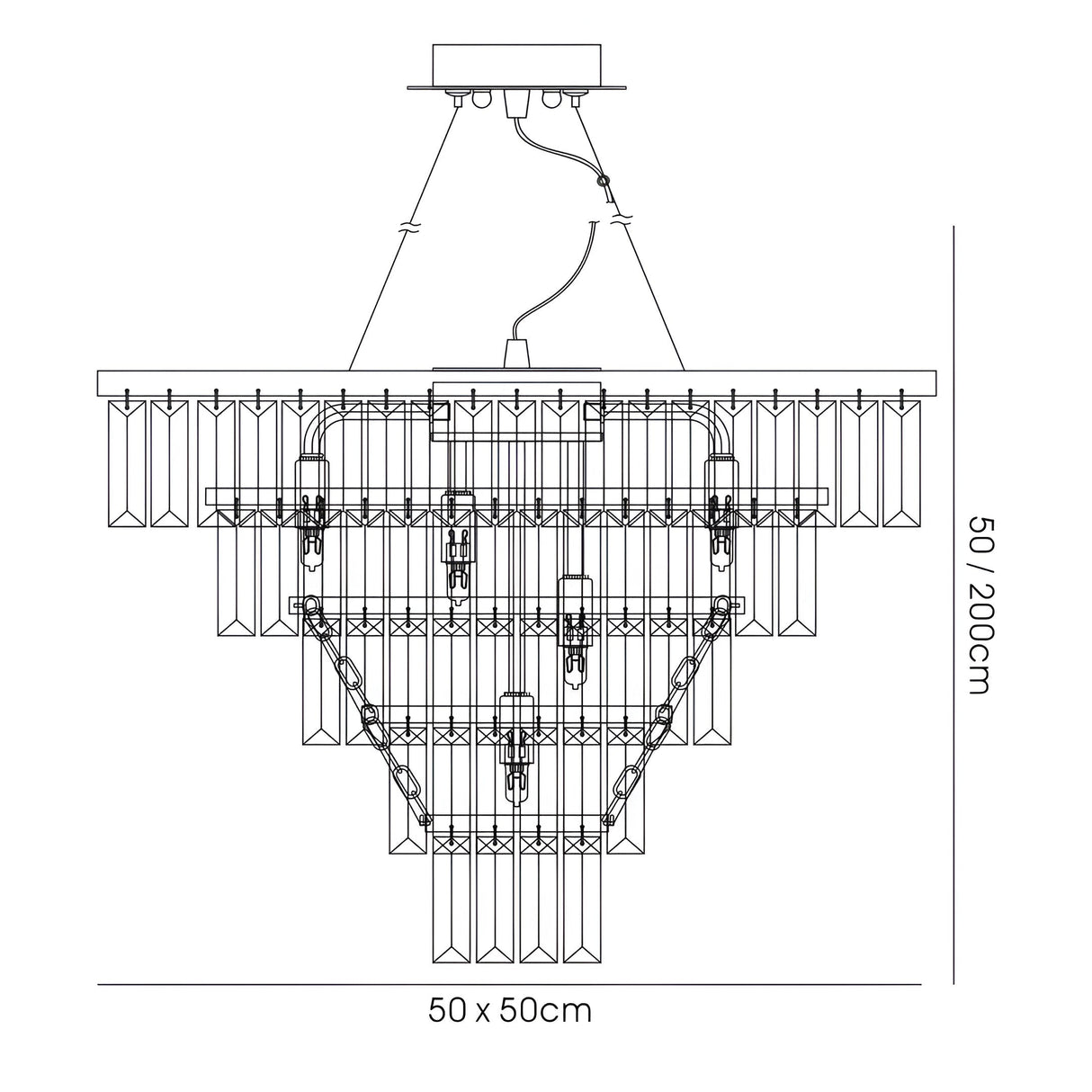 Gianni 9 Light Crystal Suspension Light - Polished Chrome