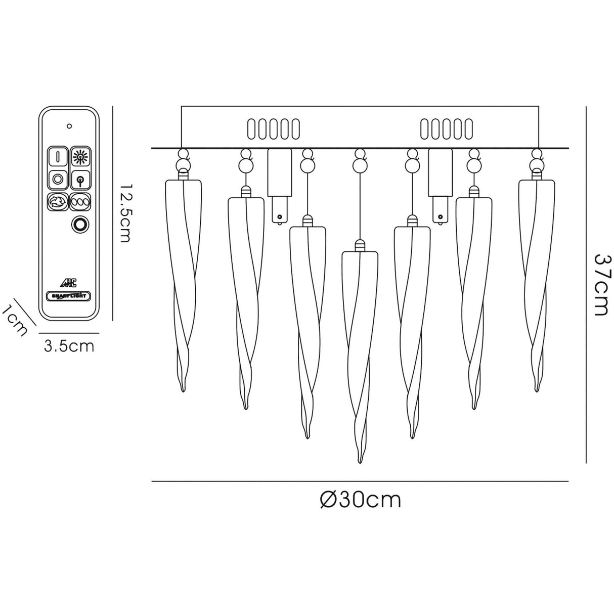 Tropez 3 Light Glass Flush Ceiling Light With RGB & Remote Control – Polished Chrome