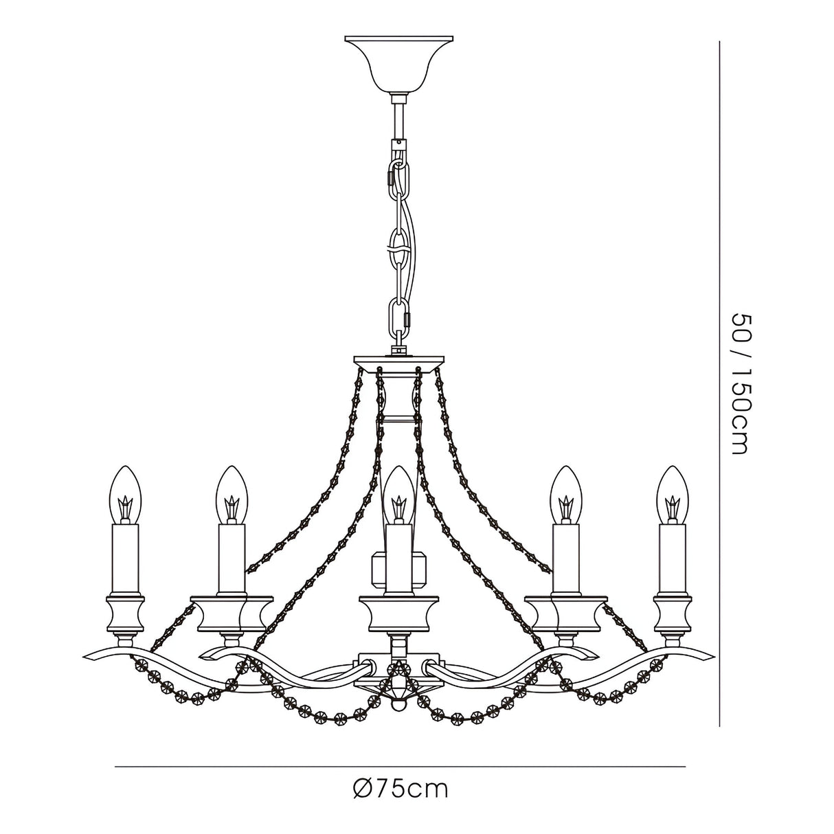 Nydia 75cm 8 Light Crystal Chandelier - Polished Chrome