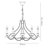 Nydia 75cm 8 Light Crystal Chandelier - Polished Chrome