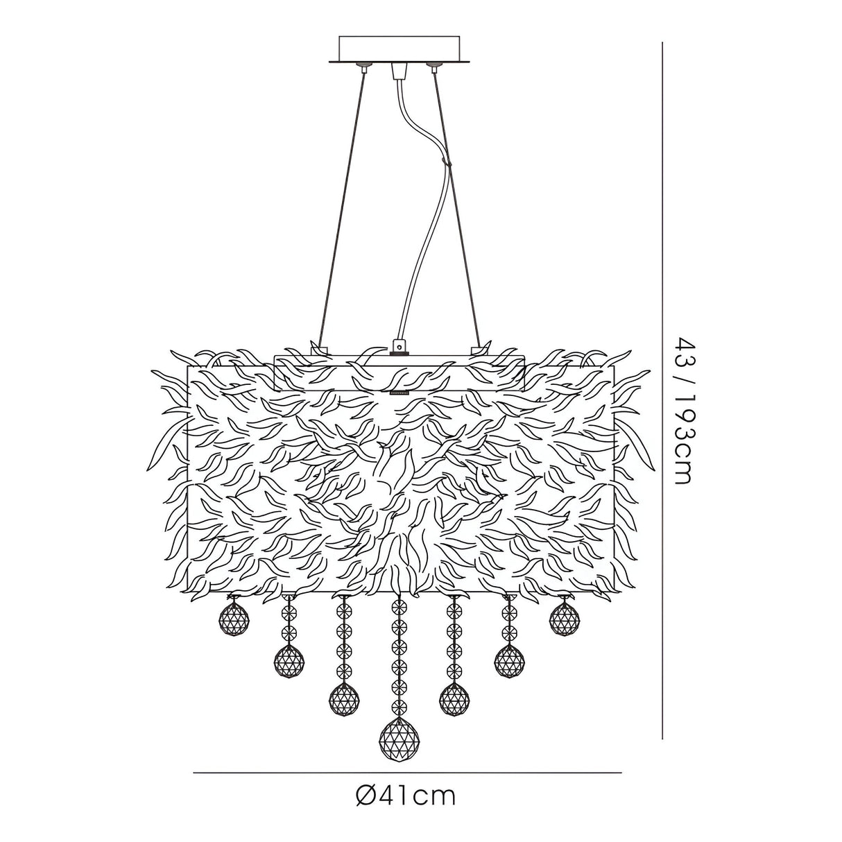 Ibis 35cm 3 Light Crystal Chandelier - Chrome With Black Feather Shade
