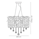 Ibis 35cm 3 Light Crystal Chandelier - Chrome With Red Feather Shade