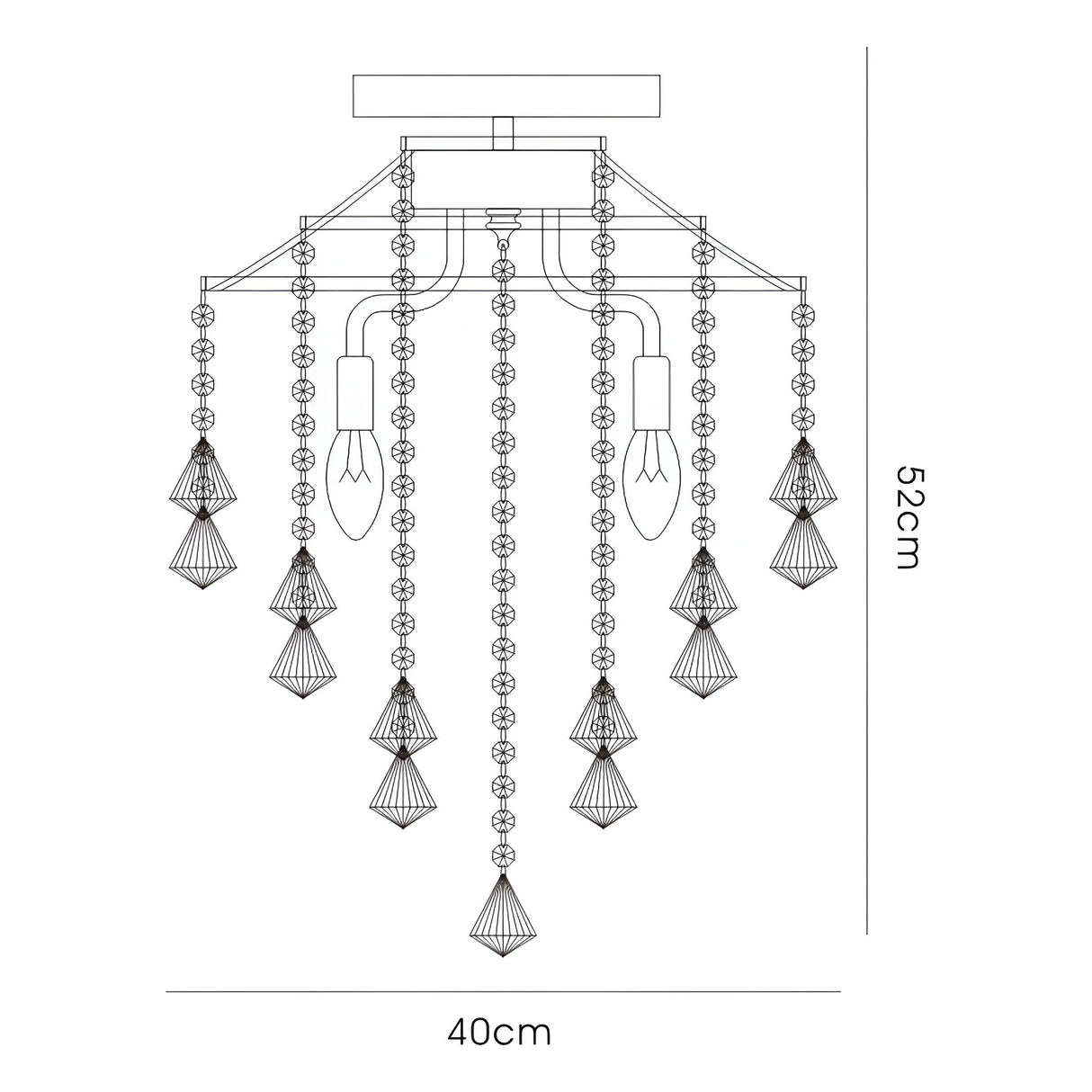 Inina 4 Light Crystal Semi-Flush Ceiling Light - Polished Chrome