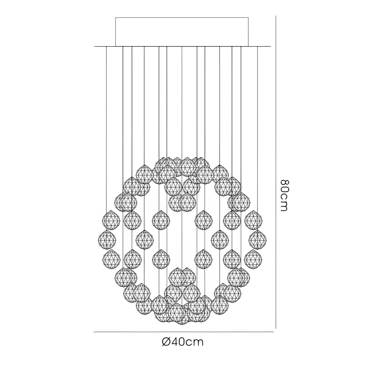 Colorado 4 Light Sphere Crystal Cluster Pendant Light - Polished Chrome