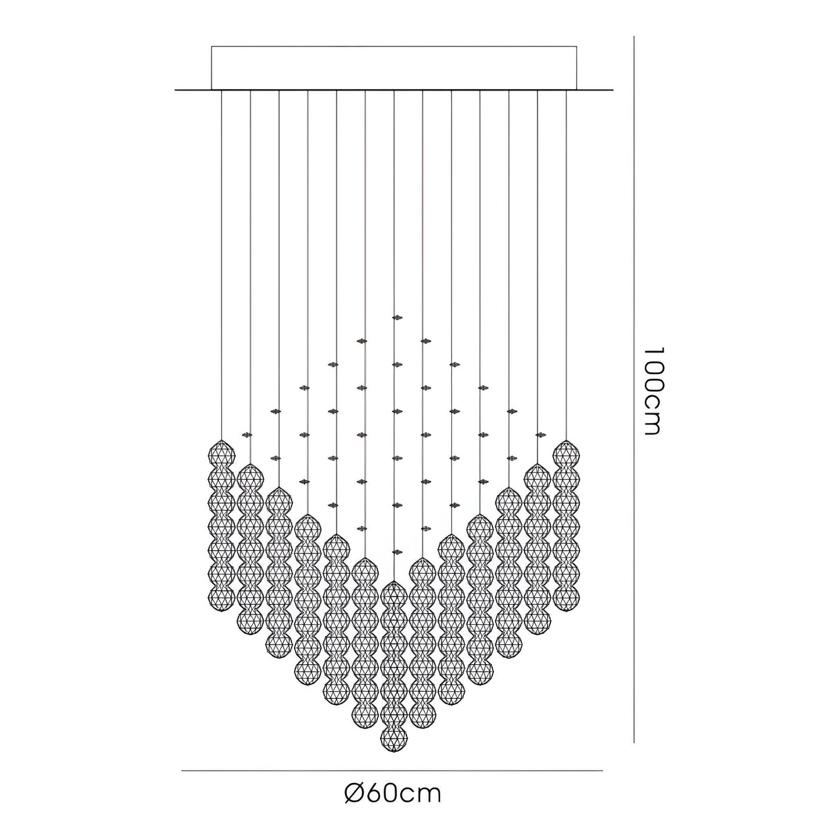 Colorado 7 Light Diamond Crystal Cluster Pendant Light - Polished Chrome